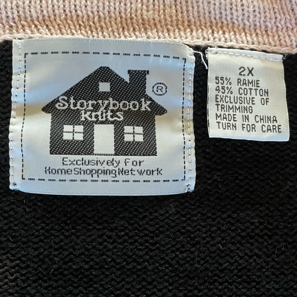 Storybook Knits Women's Black Cardigan Sequins Garden Lilies sweater - Picture 6 of 6